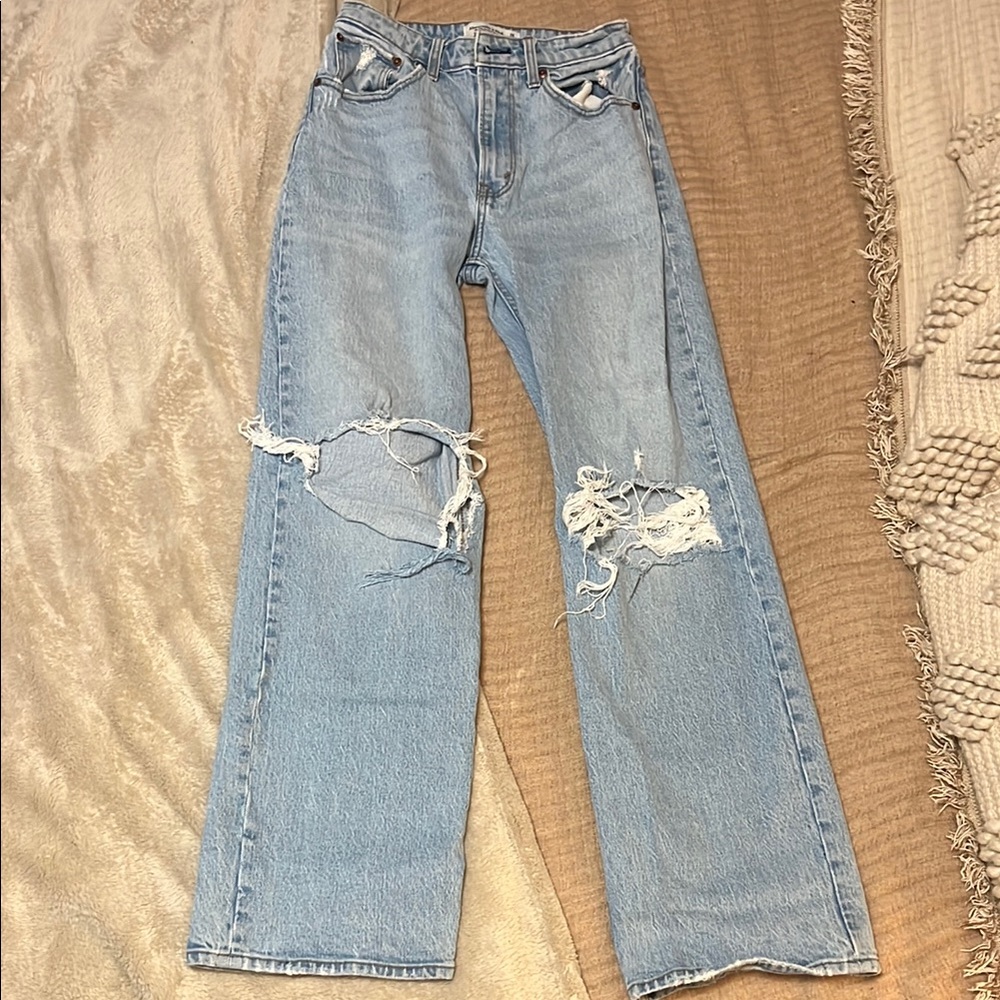 Abercrombie & Fitch Blue Flare Wide Leg Jeans
